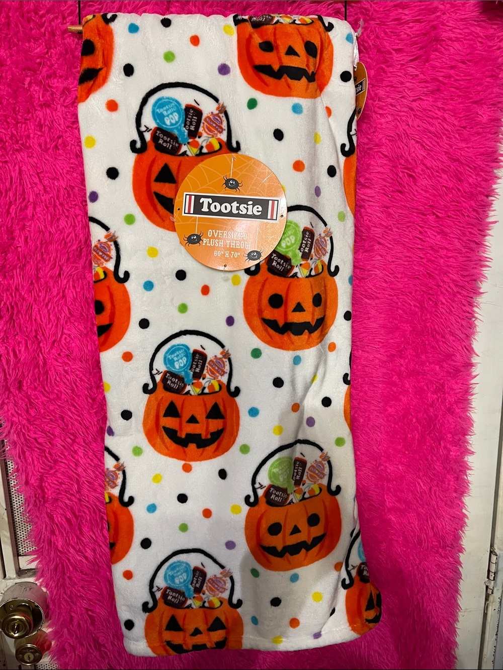 Tootsie Kids Halloween Pumpkin Plush Costume Blanket - White & Orange